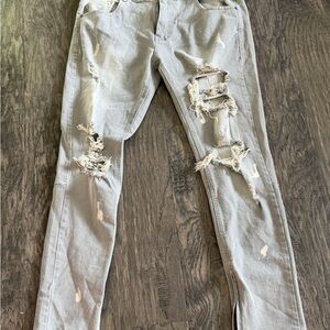 Distressed Gray Women Jeans